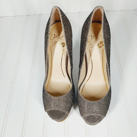 NEW COLIN STUART Glittery Open Toe Heels C879 - Picture 5 of 11